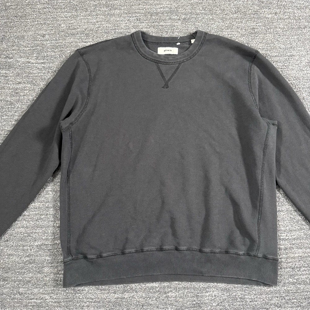Buck Mason Sweatshirt Men 2XL XXL  Gray Weathered Twill Terry Vintage CrewNeck